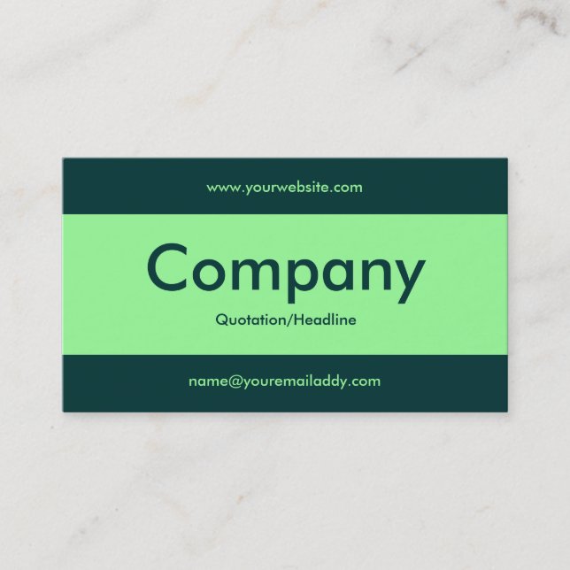 Centre Band v2 - Mint Green with Dark Green Business Card (Front)