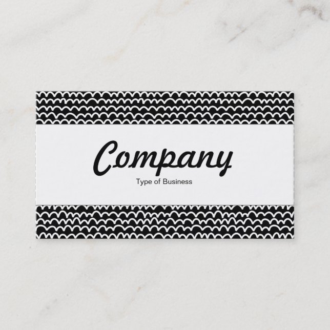Centre Band  - Wavy - White on Black Business Card (Front)