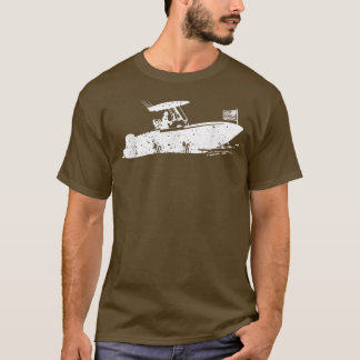 Centre Console Boat, American Flag, Motorboat, Fis T-Shirt