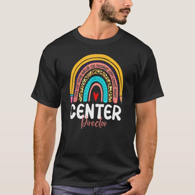 Centre Director Leopard Rainbow Back To School Dir T-Shirt (Front)