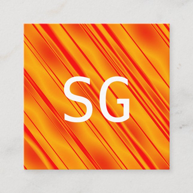 Centre Initials - Square - Diagonal Orange Square Business Card (Front)