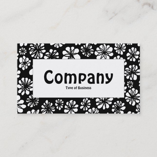 Centre Label - B&W Floral Business Card (Front)