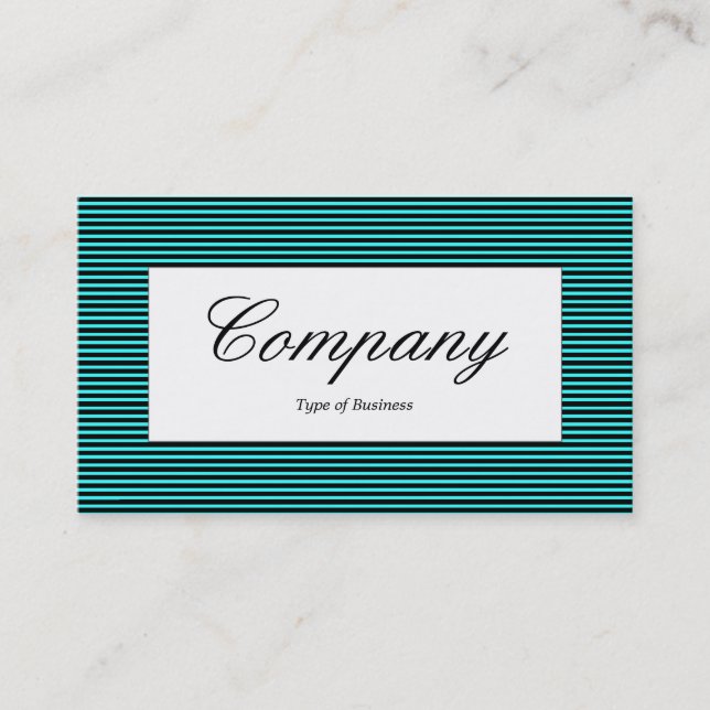 Centre Label - Lined Pattern - Black and Cyan Business Card (Front)