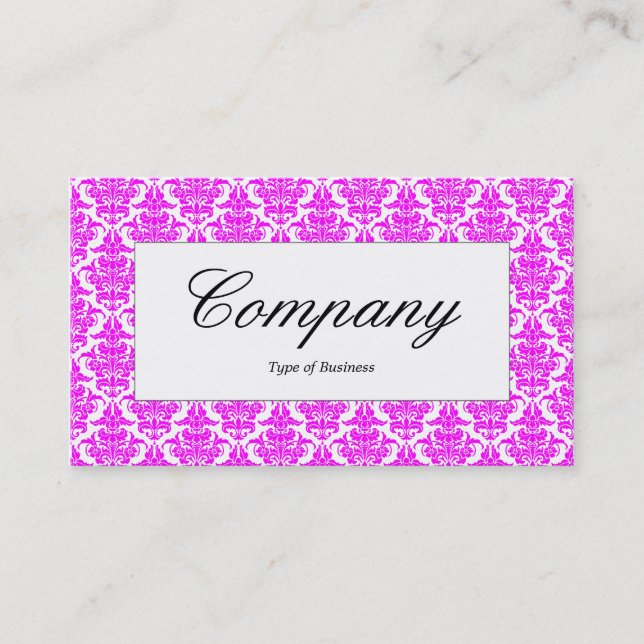 Centre Label - Magenta Damask Business Card (Front)