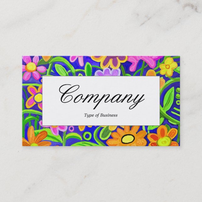 Centre Label - Painted Flowers Business Card (Front)