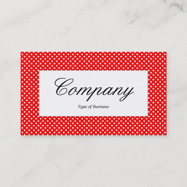 Centre Label - Red Net Texture Over White Business Card (Front)