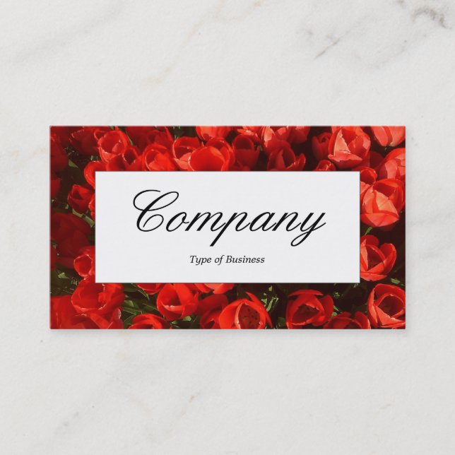 Centre Label - Red Tulips Business Card (Front)