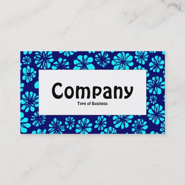 Centre Label - Shades of Blue Floral Business Card (Front)