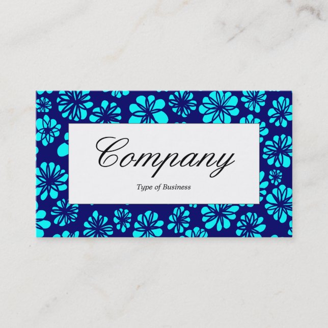 Centre Label - Shades of Blue Floral Business Card (Front)