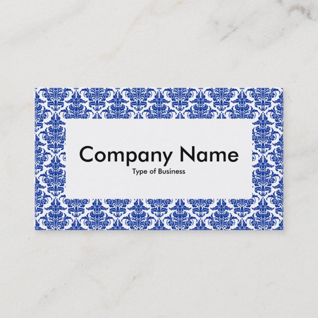 Centre Label v4 - Damask Pattern - Navy Business Card (Front)
