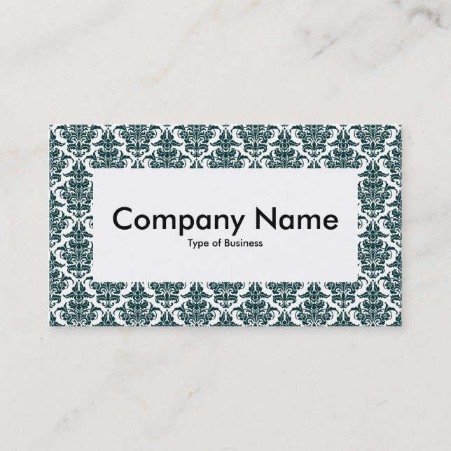 Centre Label v4 - Dark Green Damask Business Card (Front)