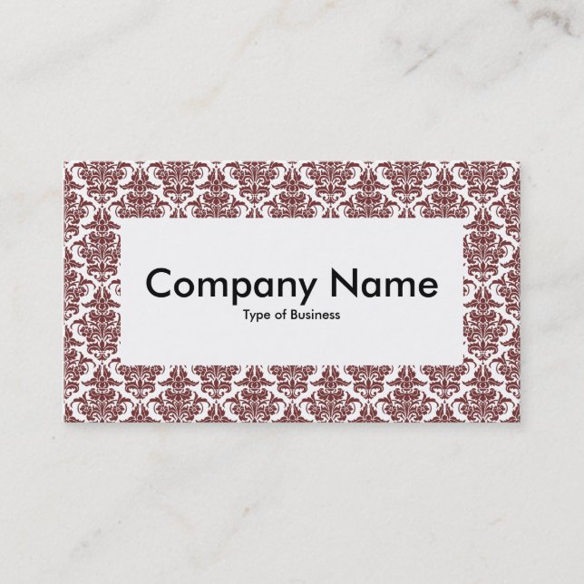 Centre Label v4 - Dk Brown Damask Business Card (Front)