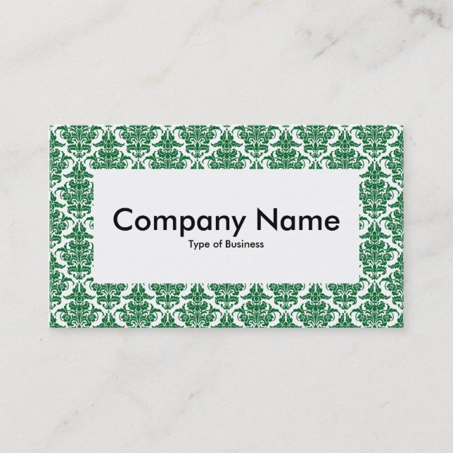 Centre Label v4 - Forest Green Damask Business Card (Front)