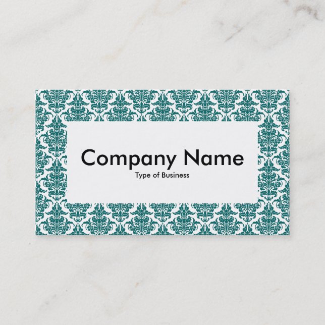 Centre Label v4 - Moss Green Damask Business Card (Front)