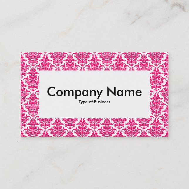 Centre Label v4 - Neon Red Damask Business Card (Front)