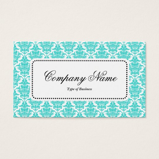 Centre Label v5 - Aqua Damask Business Card