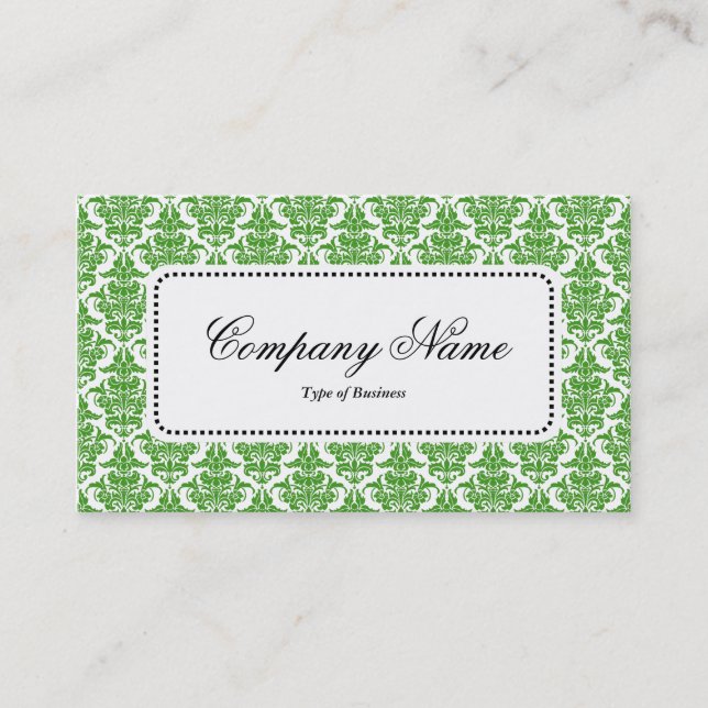 Centre Label v5 - Avocado Damask Business Card (Front)