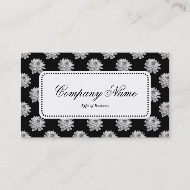Centre Label v5 - Chrysanthemum Pattern B&W Business Card (Front)