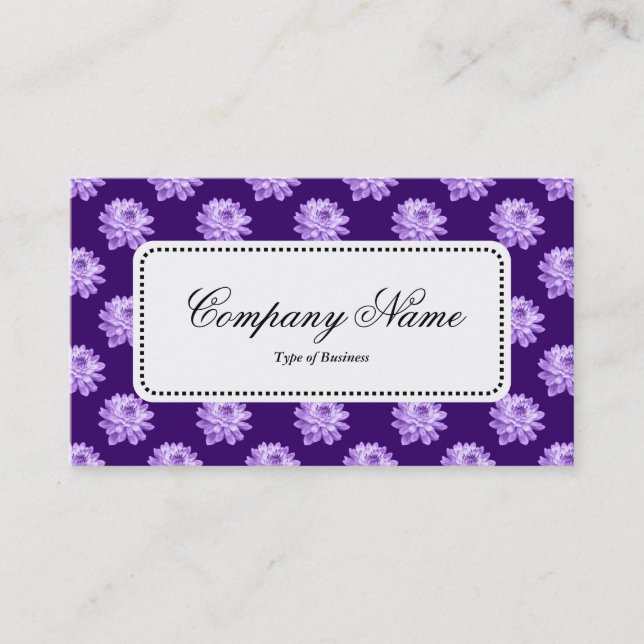 Centre Label v5 - Chrysanthemum Pattern Dp Purple Business Card (Front)
