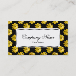 Centre Label v5 - Daisies -Amber on Black Business Card
