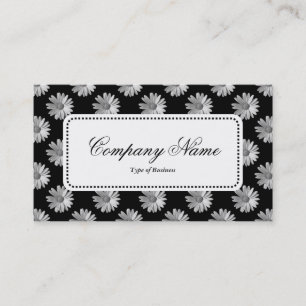 Centre Label v5 - Daisies - Black and White Business Card