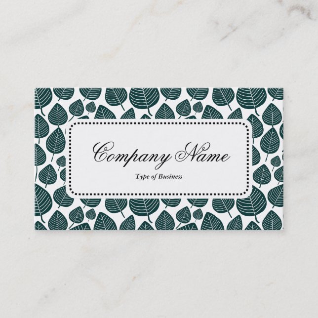 Centre Label v5 - Leaf Pattern 02 - Dark Green Business Card (Front)