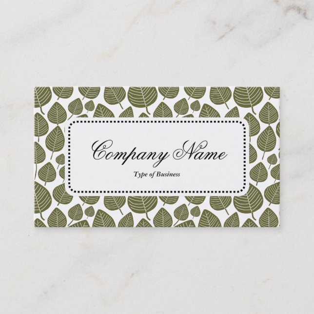 Centre Label v5 - Leaf Pattern 02 - Deep Olive Business Card (Front)