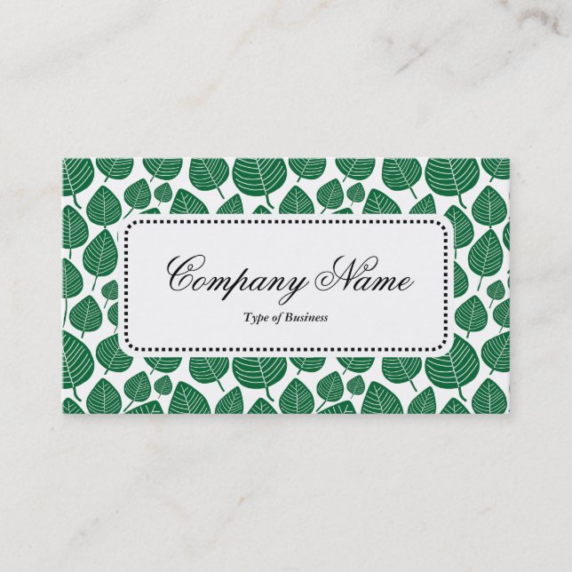 Centre Label v5 - Leaf Pattern 02 - Forest Green Business Card (Front)
