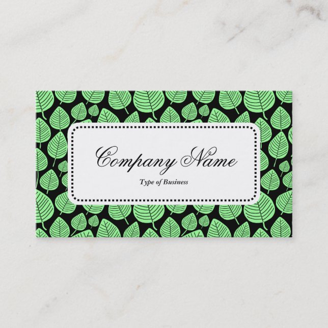 Centre Label v5 - Leaf Pattern 02 - Mint Green Business Card (Front)