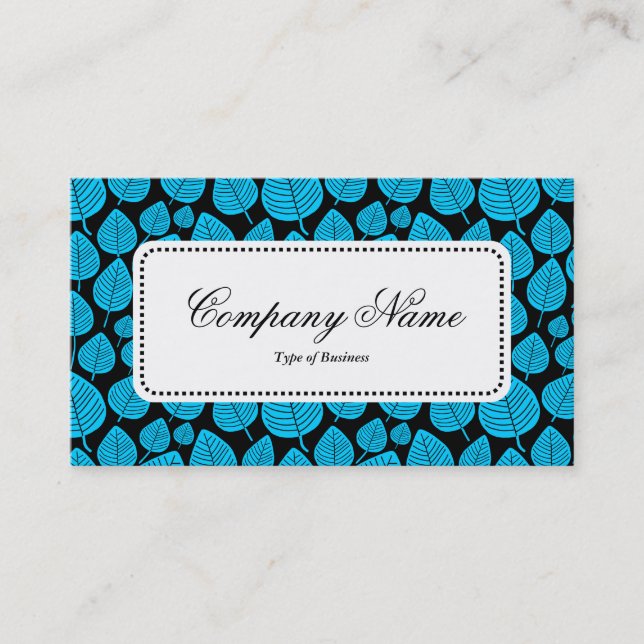 Centre Label v5 - Leaf Pattern 02 - Sky Blue Business Card (Front)