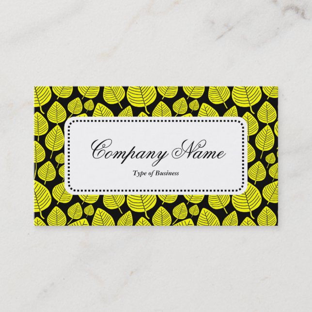 Centre Label v5 - Leaf Pattern 02 - Yellow Business Card (Front)