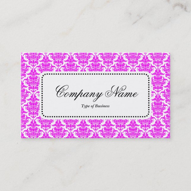 Centre Label v5 - Magenta Damask Business Card (Front)