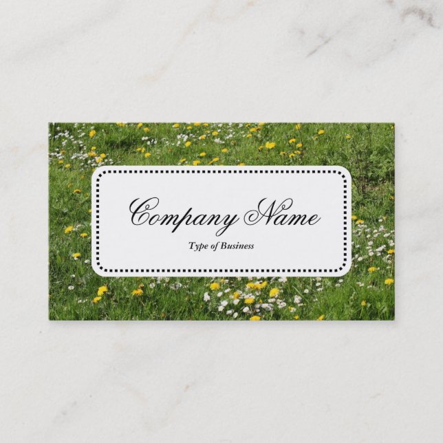 Centre Label v5 - Red Tulips and Primroses Business Card (Front)