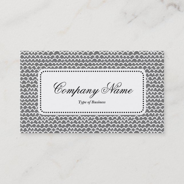 Centre Label v5 - Wavy - White on Grey 767676 Business Card (Front)