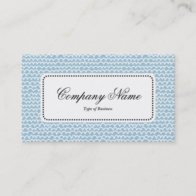 Centre Label v5 - Wavy - White on Pale Blue 9dc6d8 Business Card (Front)
