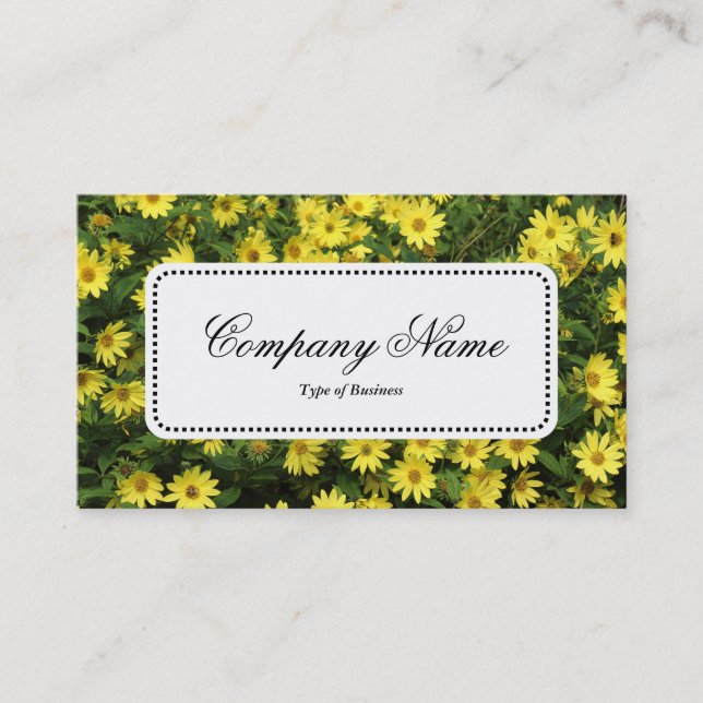 Centre Label v5 - Yellow Daisies Business Card (Front)