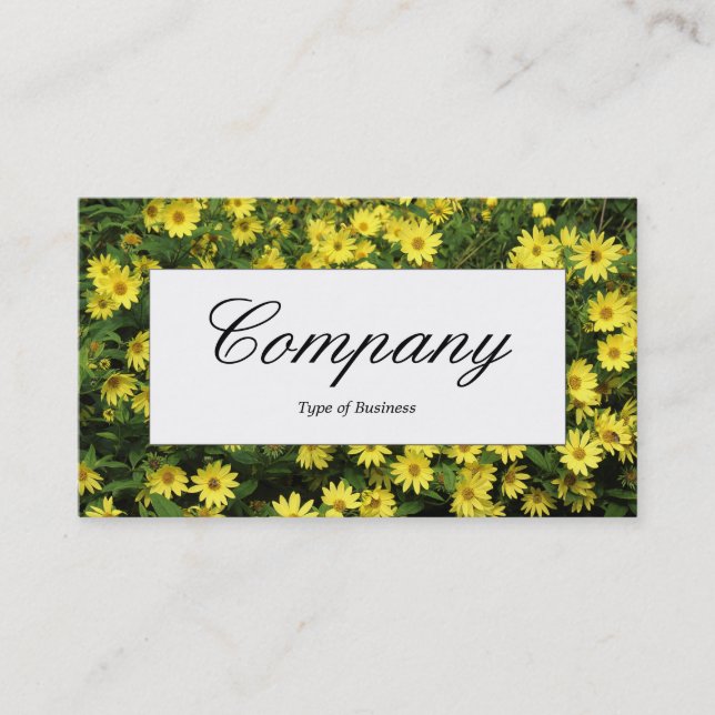 Centre Label - Yellow Daisies Business Card (Front)