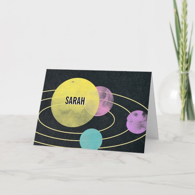 Centre of My Universe Valentine Space Planets Name Holiday Card (Front)