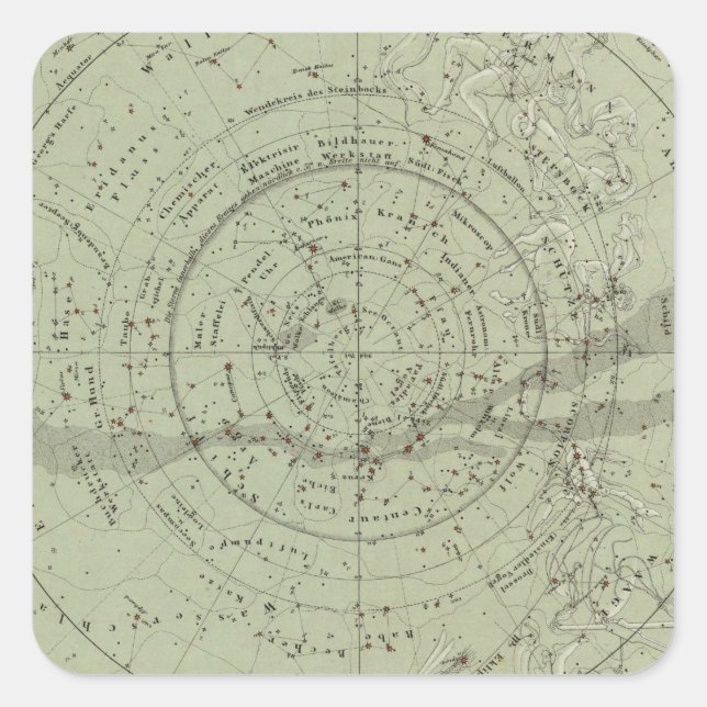 Centre of the Southern Sky map Square Sticker (Front)