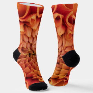 Centre Orange Dahlia Flower Socks