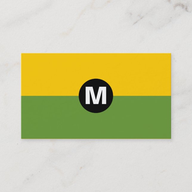 Centre Spot Monogram - 2 Tone Green and Yellow Business Card (Front)