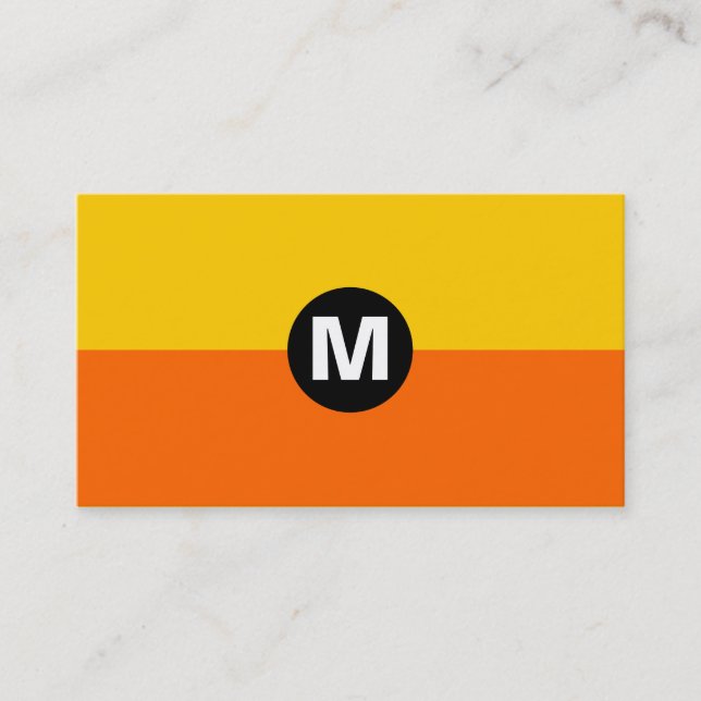 Centre Spot Monogram - 2 Tone Orange and Amber Business Card (Front)