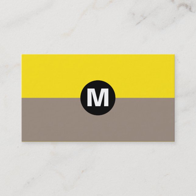 Centre Spot Monogram - 2 Tone Taupe and Yellow Business Card (Front)