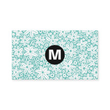 Centre Spot Monogram - Flower Design - Lt Aqua