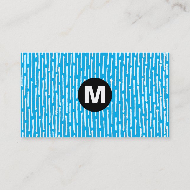 Centre Spot Monogram - Lines - Blue 00b0ef Business Card (Front)