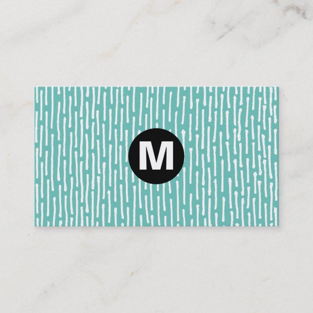 Centre Spot Monogram - Lines - Pale Aqua Business Card (Front)