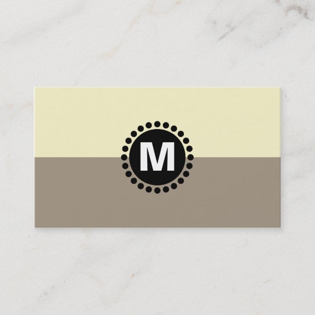 Centre Spot Monogram v2 - 2Tone Lt Brown and Cream Business Card (Front)