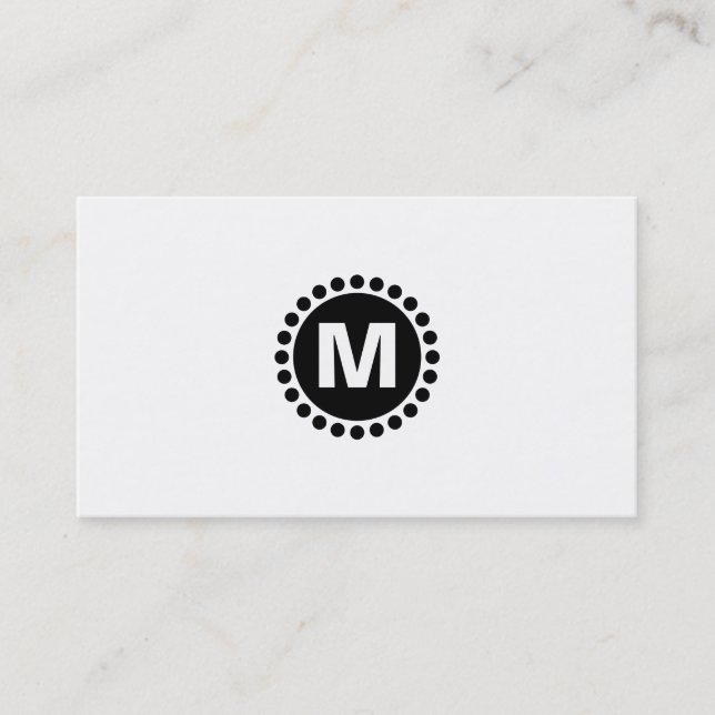 Centre Spot Monogram v2 - Black on White Business Card (Front)