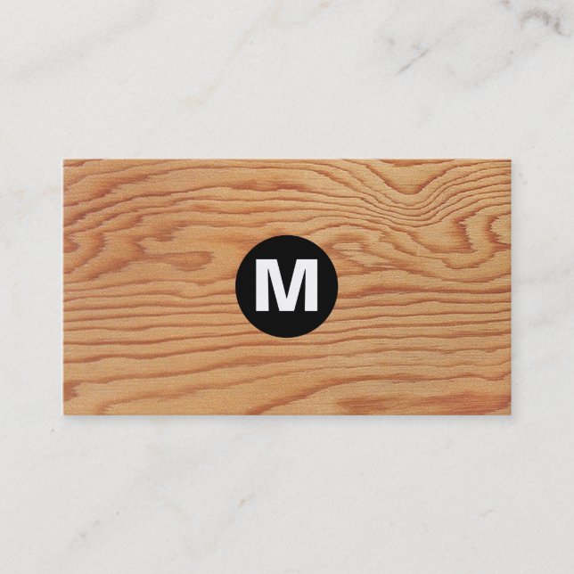 Centre Spot Monogram - Wood Texture Business Card (Front)