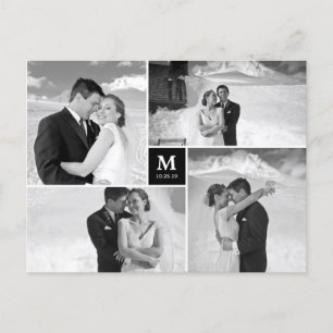 Centre Square Monogram Wedding Photo Thank You Postcard